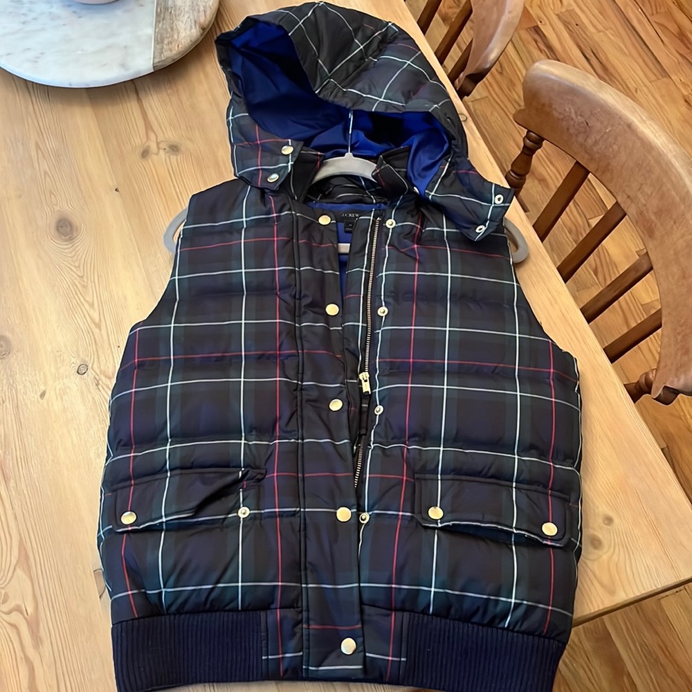 J.Crew Plaid Puffer Vest size M